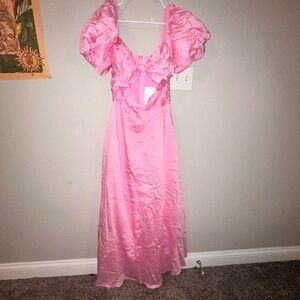 Hello Molly Pink Puff-Sleeve Maxi Dress